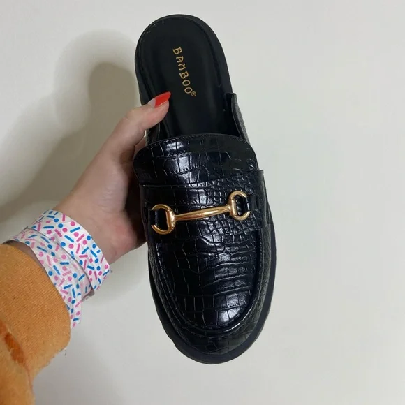 Bamboo black croc loafers - Picture 4 of 6